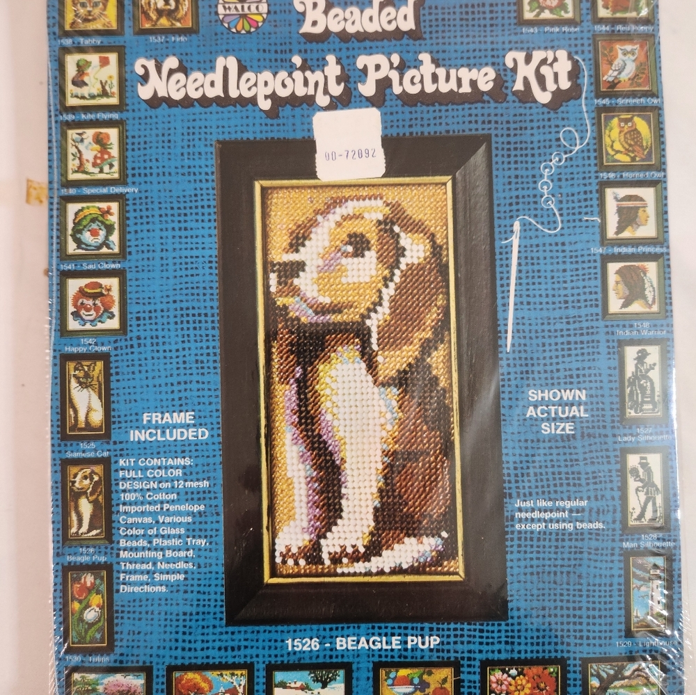 Beagle Pup Vintage 1977 Beaded Needlepoint Kit NOS